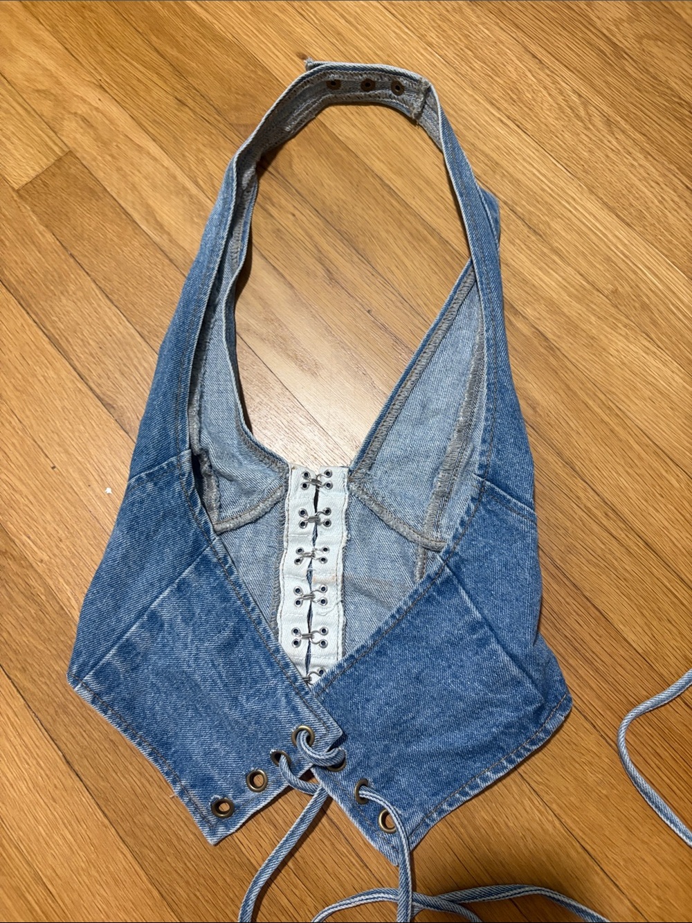Edikted Blue Denim Halter Corset Top - Picture 3 of 3